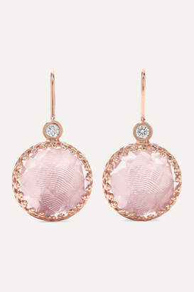 Larkspur & Hawk Olivia Button Small Rose Gold-dipped, Quartz And Diamond Earrings - one size