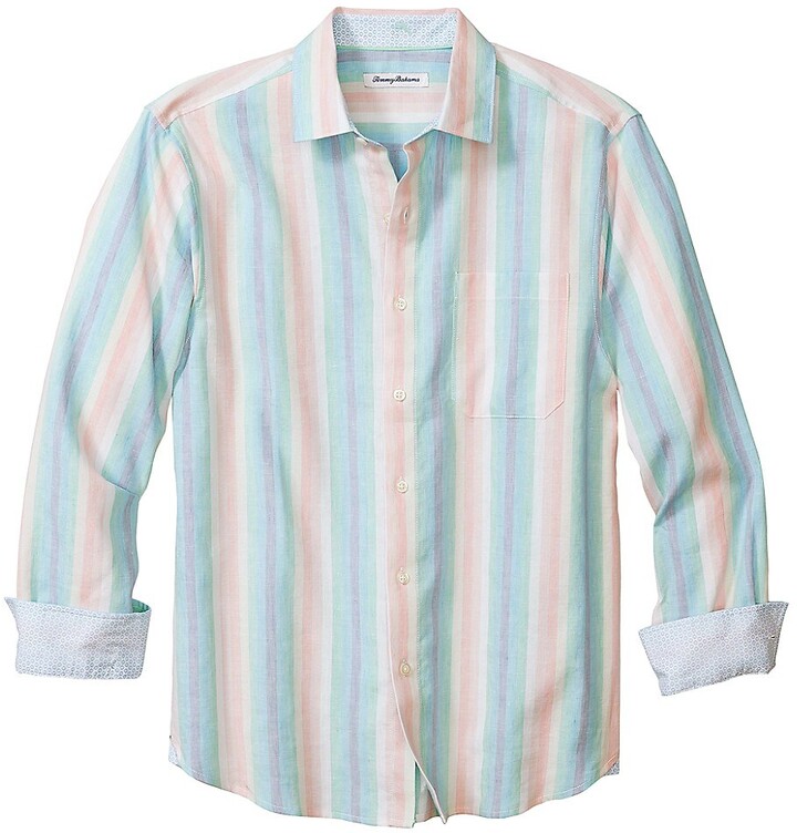 $295 Tommy Bahama Men Regular Fit Stretch Blue White Plaid Long-Sleeve Shirt 3xl