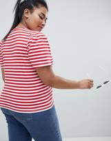 Thumbnail for your product : ASOS Curve DESIGN Curve puff sleeve t-shirt in stripe