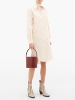 Thumbnail for your product : See by Chloe Long-sleeved Ribbed Cotton-poplin Shirt Dress - Light Pink