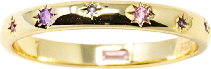 Nasi Silver Pink Scatter Band Both Sides Now Ring Dusk Edition Star Ring, Gold