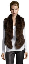 Thumbnail for your product : Vince dark brown raccoon fur open asymmetrical vest