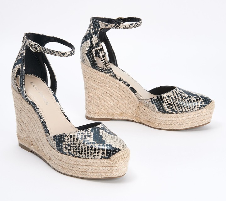 bandmate snake print platform wedges