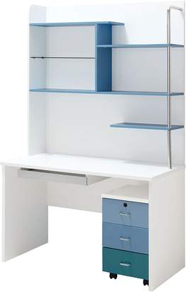 OliandOla Blue Lover Computer Desk with Bookshelf