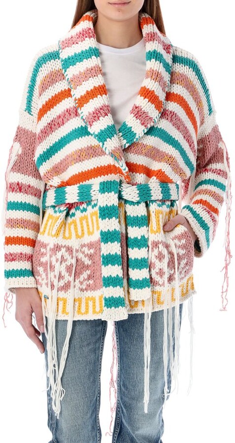 chunky knit multicolor cardigan
