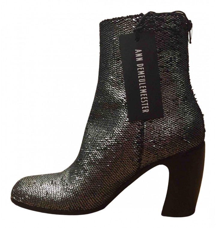 Ann Demeulemeester silver Glitter Ankle Boots ShopStyle