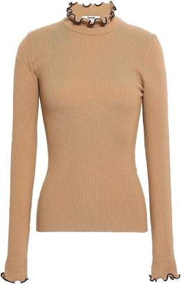 MSGM Ruffled Ribbed-knit Turtleneck Sweater