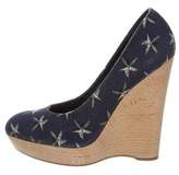 Thumbnail for your product : Saint Laurent Printed Canvas Wedges