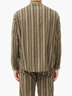 Smr Days - Striped Cotton Tunic Shirt - Brown Multi