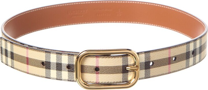 Burberry Check E-Canvas & Leather Belt