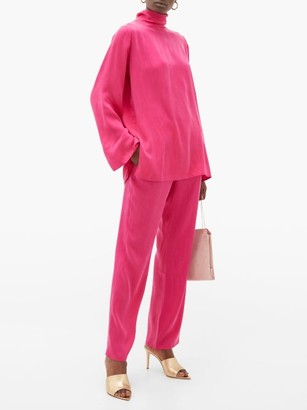 Worme - The Slim Flare Silk Trousers - Pink