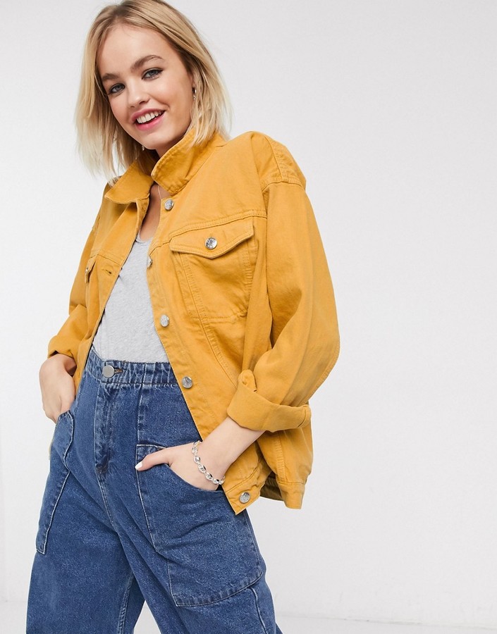 monki borg denim trucker jacket in black