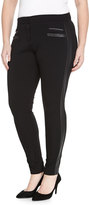 Thumbnail for your product : MYNT 1792 Ponte Tuxedo-Stripe Pants, Black, Women's