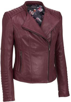 Black Rivet Womens Leather Moto Jacket W/ Quilting