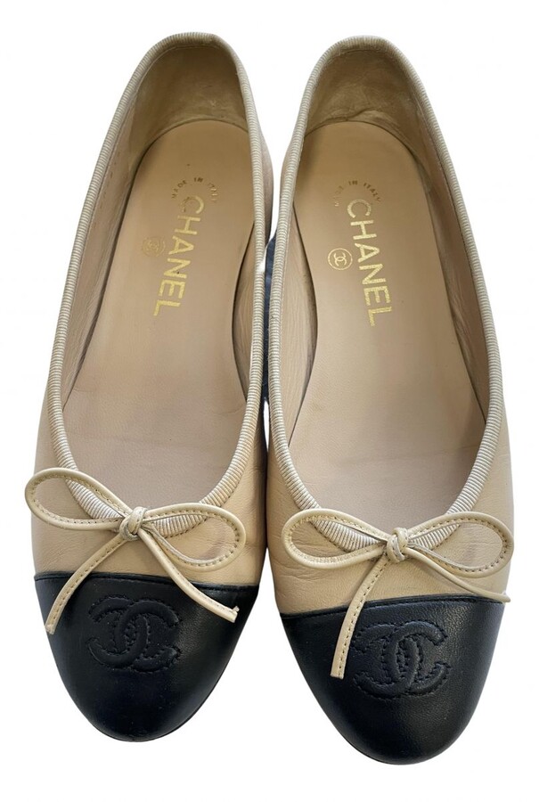 Chanel beige Leather Ballet Flats