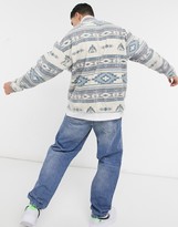 Thumbnail for your product : ASOS DESIGN oversized track jacket in polar fleece and all-over geo print