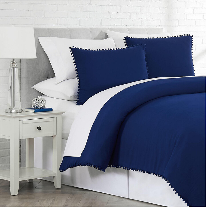 South Shore Furniture Southshore Fine Linens Ultra-Soft Pre-Washed Pom Pom Duvet Cover Set