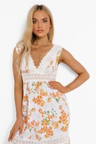 Thumbnail for your product : boohoo Floral Lace Trim Tiered Maxi Dress