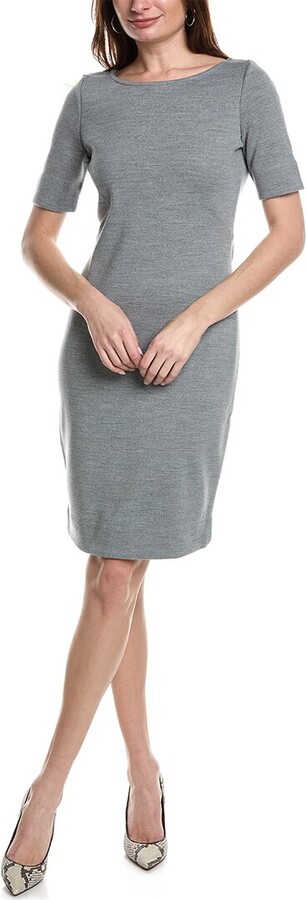St. John Milano Knit Elbow-Sleeve Wool-Blend Sheath Dress - ShopStyle  V-Neck Sweaters