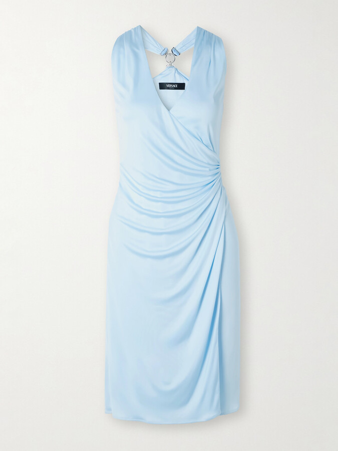 Versace Gathered Jersey Midi Dress - Blue