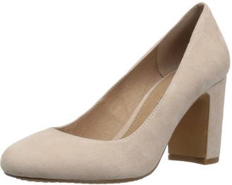 blush suede court shoes