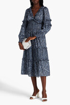 Thumbnail for your product : MICHAEL Michael Kors Ruffle-trimmed metallic floral-print jacquard midi dress