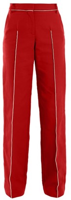 Valentino High-rise Straight-leg Cotton-blend Trousers - Red Multi