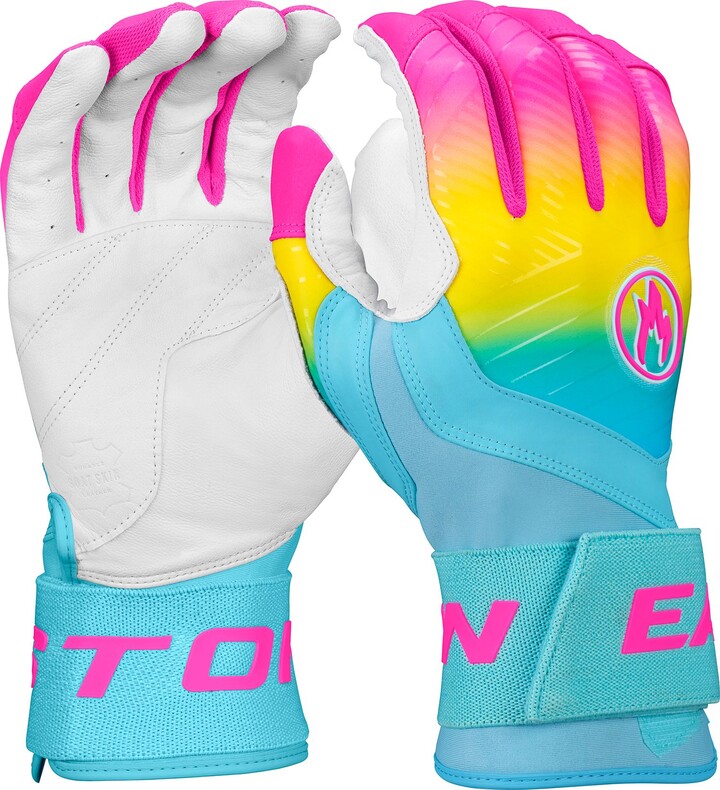 Easton Sports Easton Adult Walk-Off Ethos Locked In Hype Fire Batting Gloves, Men's, Large, Yellow/Pink