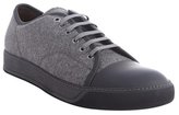 Thumbnail for your product : Lanvin grey and black canvas leather cap toe sneakers