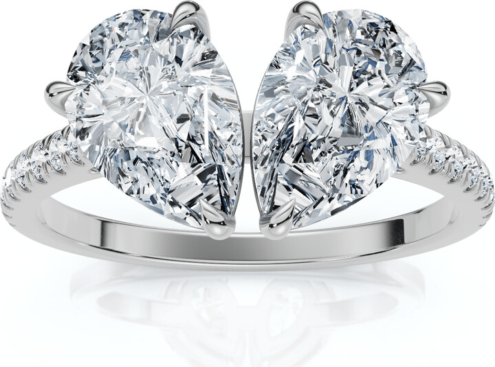 Pompeii3 2 1/3Ct Toi et Moi Double Pear Diamond Ring 14k Gold or Platinum Lab Grown