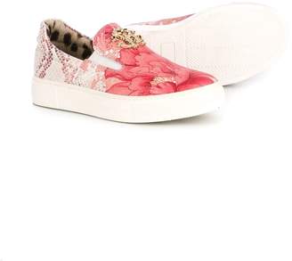 Roberto Cavalli Junior floral slip-on sneakers