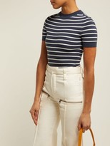 Thumbnail for your product : JoosTricot Breton Short-sleeved Cotton-blend Sweater - Navy White