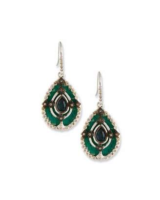 Armenta New World Teal Mosaic Earrings with Champagne Diamonds