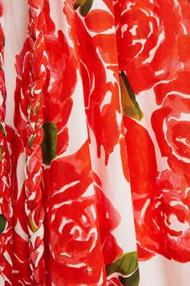 Rhode Resort Lea Belted Gathered Floral-print Cotton Midi Dress