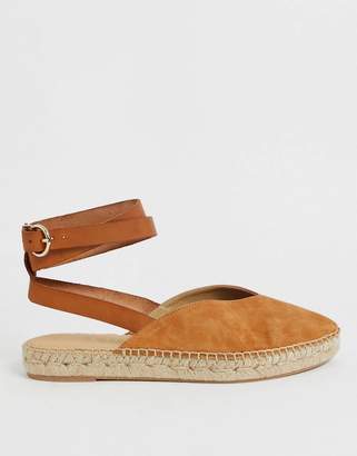 Office Faris tan suede espadrilles with ankle strap