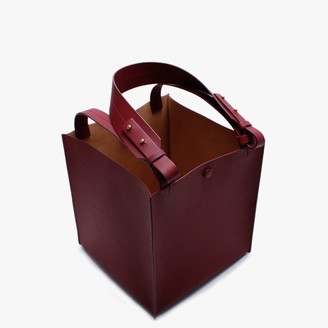 Sophie Hulme Cube Burgundy Leather Shoulder Bag