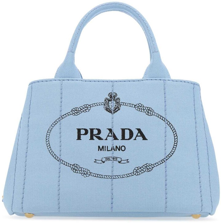 Prada Logo Printed Denim Tote Bag - ShopStyle