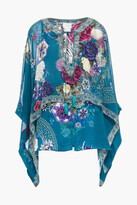 Thumbnail for your product : Camilla Cape-effect Crystal-embellished Printed Silk-chiffon And Crepe De Chine Blouse