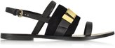 Thumbnail for your product : See by Chloe Chelsey Black Leather and Suede Flat Sandal