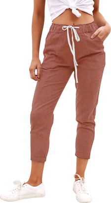 LASLULU Cropped Jogger Sweatpants for Women Drawstring Workout Capri Pants  Lounge Casual Sports Active Pants Running Athletic Sweat Pants with Pockets(Brown  Small) - ShopStyle