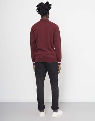 Fred Perry Long Sleeve Cuff Knit Polo Shirt Burgundy