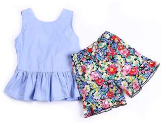 maifeng 2PCS Toddler Kids Baby Girls T-shirt Tops+Floral Shorts Pants Outfit Clothes Set (1T-2T)