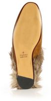 Thumbnail for your product : Gucci Princetown Fur-Lined Suede Loafer Slides