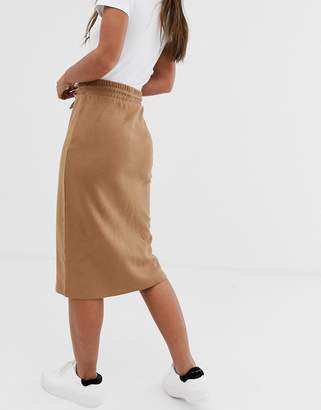 Pieces knitted midi skirt-Beige