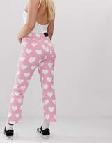 Thumbnail for your product : Lazy Oaf mom jeans in heart print
