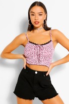 Thumbnail for your product : boohoo Ditsy Floral Lace Trim Crop Cami