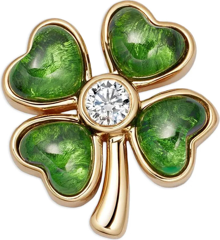 Loquet Four Leaf Clover diamond and tsavorite locket charm