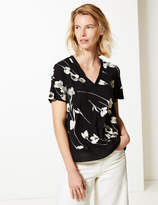 Thumbnail for your product : Marks and Spencer Floral Print V-Neck Short Sleeve T-Shirt