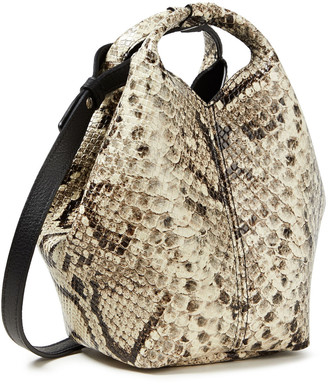 Elena Ghisellini Vanity S Snake-effect Leather Bucket Bag