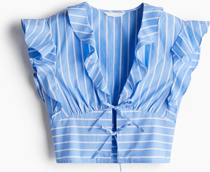 H&M Tie-Front Poplin Blouse